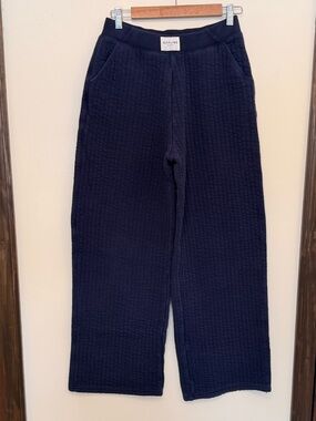 aerie OFFLINE navy quilted high rise wide leg pants